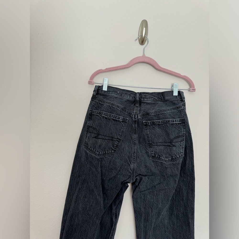 American eagle baggy straight leg jeans black distressed - Picture 2 of 10